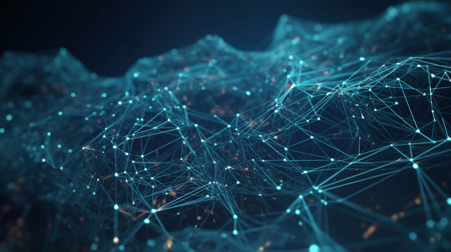 Abstract plexus blue geometrical shapes connection, Ai Generated