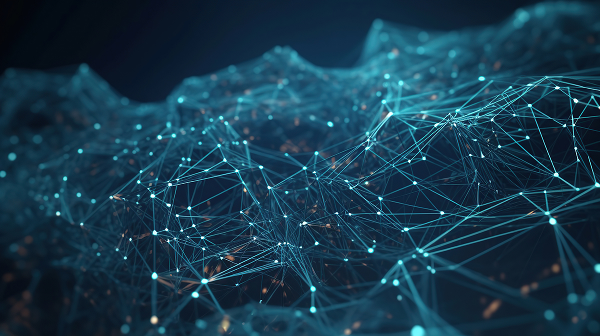 Abstract plexus blue geometrical shapes connection, Ai Generated